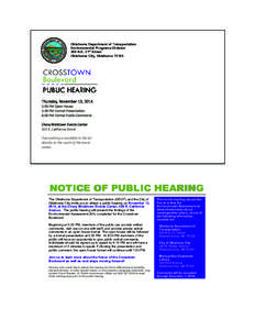 Oklahoma Department of Transportation Environmental Programs Division 200 N.E. 21st Street Oklahoma City, Oklahoma[removed]Thursday, November 13, 2014