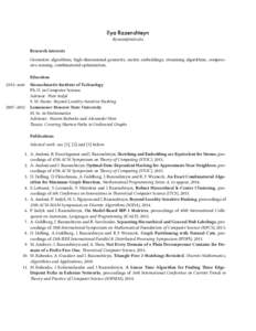 Theoretical computer science / Symposium on Theory of Computing / Hash function / Piotr Indyk / Nearest neighbor search / International Colloquium on Automata /  Languages and Programming / Streaming algorithm / Information science / Search algorithms / Mathematics