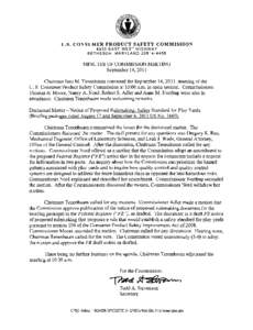 Minutes of Commission Meeting - Decisional Matter - Notice of Proposed Rulemaking:  Safety Standard for Play Yards - September 14, 2011