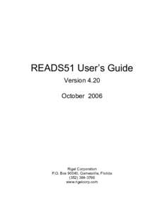 READS51 User’s Guide Version 4.20 October 2006 Rigel Corporation P.O. Box 90040, Gainesville, Florida