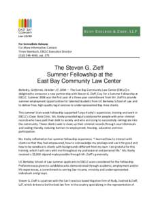 Microsoft Word - Zieff Fellowship Press Release Oct[removed]doc
