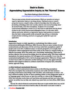 AI Practitioner  12 Back to Basics: Appreciating Appreciative Inquiry as Not ‘Normal’ Science