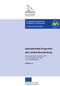 Operationelles Programm des Landes Brandenburg für den Europäischen Sozialfonds (ESF) in der Förderperiode 2014–2020 CCI 2014DE05SFOP006 VERSION: 1.3