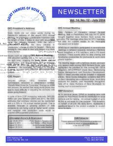    NEWSLETTER Vol. 14, No[removed]July 2014 DFC President’s Address