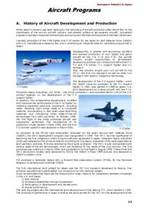 Aerospace Industry in Japan  Aircraft Programs A.  History of Aircraft Development and Production