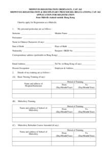 Application for Registration from Midwife trained outside Hong Kong