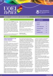 UQEI  news UNIVERSITY OF QUEENSLAND ENERGY INITIATIVE NEWSLETTER ISSUE 3 DECEMBER 2014