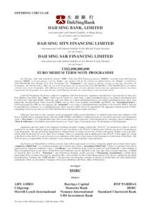 OFFERING CIRCULAR  DAH SING BANK, LIMITED (incorporated with limited liability in Hong Kong) (as an Issuer and as Guarantor) and