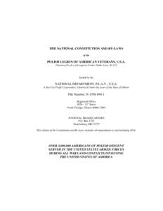 THE NATIONAL CONSTITUTION AND BY-LAWS of the POLISH LEGION OF AMERICAN VETERANS, U.S.A. Chartered by Act of Congress Under Public Laws[removed]