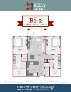 B1-2 UNIT 2 BED | 2 BATH | 1147 SF  Bedroom