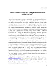 Global Preamble: Codes of Best Market Practice and Shared