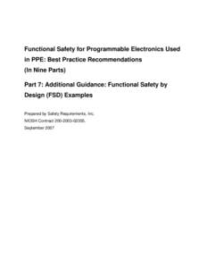 Functional Safety for Programmable Electronics Used in PPE: Best Practice Recommendations, Part 7