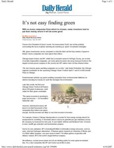 Daily Herald  Page 1 of 3 It’s not easy finding green With so many companies from which to choose, some investors look to