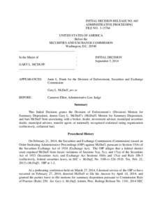 INITIAL DECISION RELEASE NO. 663 ADMINISTRATIVE PROCEEDING FILE NO[removed]UNITED STATES OF AMERICA Before the SECURITIES AND EXCHANGE COMMISSION
