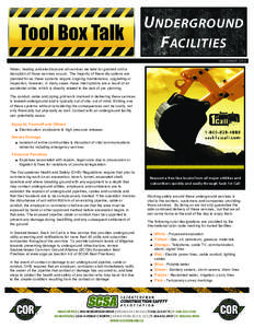 Tool Box Talk - Underground Utilities - December 2013