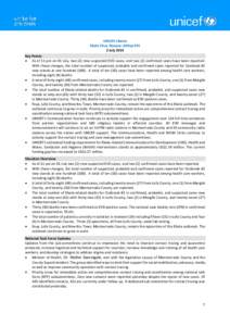 UNICEF-Liberia Ebola Virus Disease: SitRep #31 2 July 2014 Key Points  As of 11 pm on 01 July, two (2) new suspected EVD cases, and two (2) confirmed cases have been reported. With these changes, the total number of s