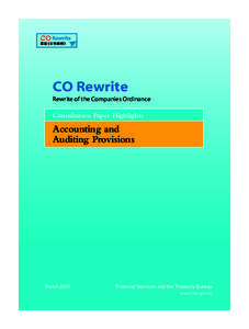 CO Rewrite Rewrite of the Companies Ordinance Consultation Paper Highlights  Accounting and