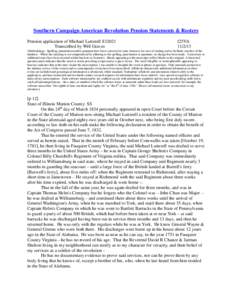 Southern Campaign American Revolution Pension Statements & Rosters Pension application of Michael Lutterell S32021 Transcribed by Will Graves f25VA[removed]