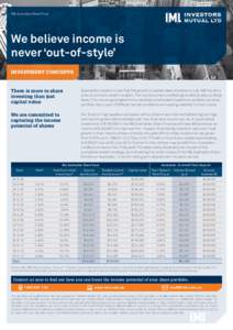 IML Australian Share Fund  We believe income is never ‘out-of-style’ INVESTMENT CONCEPTS