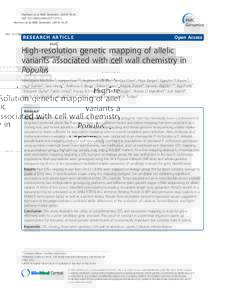 High-resolution genetic mapping of allelic variants associated with cell wall chemistry in Populus