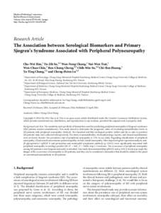 The Association between Serological Biomarkers and Primary Sjogren’s Syndrome Associated with Peripheral Polyneuropathy