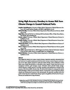 Using High Accuracy Geodesy to Assess Risk from Climate Change in Coastal National Parks Angelica Murdukhayeva, University of Rhode Island, Department of Natural Resources Science, 105 Coastal Institute, Kingston, RI 028