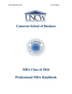 MBA HandbookUNC Wilmington Cameron School of Business