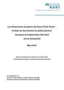 Las dimensiones de género del Nuevo Pacto Verde – Análisis de documentos de política general del grupo de trabajo Green New Deal de los Verdes/ALE Mara Kuhl