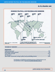 UNITED NATIONS POLITICAL AND PEACEBUILDING MISSIONS  As of 31 December 2006 NUMBER OF MISSIONS ................................................................................................... 11 PERSONNEL