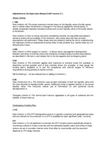 Adjustments to the Supervision Manual ILAAP (versionStress Testing: I. 10B New criterion viii) The stress scenarios include stress on the liquidity value of buffer assets due to market value movements or changes i