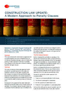 evonshires solicitors CONSTRUCTION LAW UPDATE: A Moder n Approach to Penalty Clauses