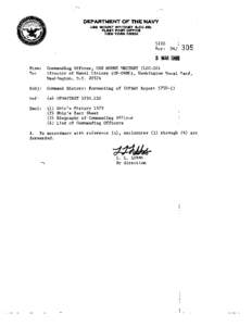 DEPARTMENT OF THE NAVY USS MOUNT WHITNEY fLCC 20) FLEET POST OFFICE NEW YORK[removed]MAR 1