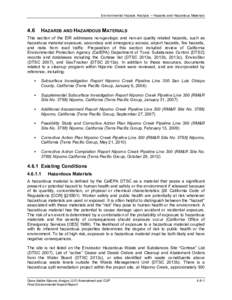 Environmental Impacts Analysis – Hazards and Hazardous Materials  4.6 HAZARDS AND HAZARDOUS MATERIALS