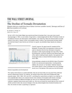 Roger Pielke: The Decline of Tornado Devastation - WSJ.com