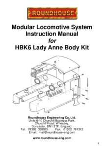 Modular Locomotive System Instruction Manual for HBK6 Lady Anne Body Kit  Roundhouse Engineering Co. Ltd.