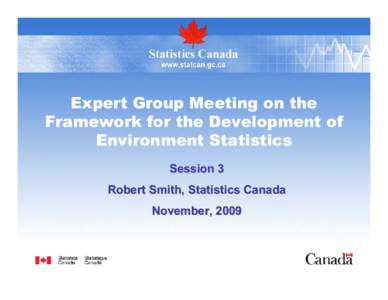 Expert Group Meeting on the Framework for the Development of Environment Statistics Session 3 Robert Smith, Statistics Canada November, 2009