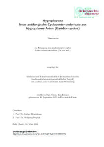Hygrophorone - Neue antifungische Cyclopentenonderivate aus Hygrophorus-Arten (Basidiomycetes)