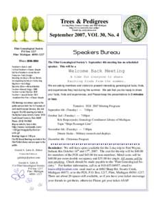 Trees & Pedigrees Serving Flint, Genesee County and Mid-Michigan http://www.rootsweb.com/~mifgs/ Email:   September 2007, VOL 30, No. 4