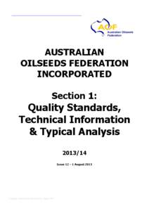 AUSTRALIAN OILSEEDS FEDERATION INCORPORATED Section 1:  Quality Standards,