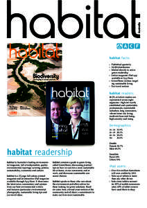 Australia  habitat facts: › Published quarterly › 30,000 distribution › Mailed directly to active