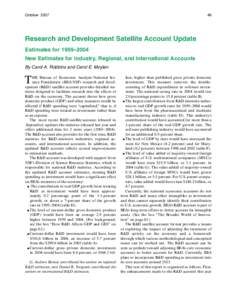 OctoberResearch and Development Satellite Account Update Estimates for 1959–2004