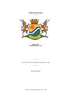 MPUMALANGA PROVINCE __________ MPUMALANGA APPROPRIATION BILL, 2014