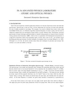 Ph 76 ADVANCED PHYSICS LABORATORY — ATOMIC AND OPTICAL PHYSICS — Saturated Absorption Spectroscopy I. BACKGROUND One of the most important scientific applications of lasers is in the area of precision atomic and mole