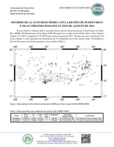 RED SISMICA DE PUERTO RICO  Universidad de Puerto Rico Recinto de Mayagüez Departamento de Geología