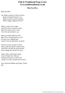 Folk & Traditional Song Lyrics - Blue-Eyed Boy