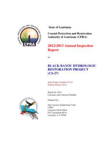 State of Louisiana Coastal Protection and Restoration Authority of Louisiana (CPRA[removed]Annual Inspection Report