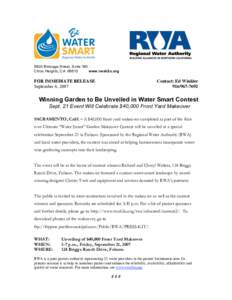 5620 Birdcage Street, Suite 180 Citrus Heights, CA[removed]www.rwah2o.org FOR IMMEDIATE RELEASE September 6, 2007