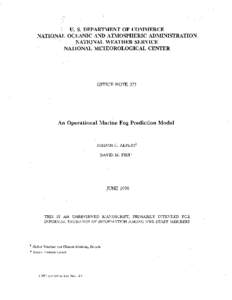 U. S. DEPARTMENT OF COMMERCE NATIONAL OCEANIC AND ATMOSPHERIC ADMINISTRATION NATIONAL WEATHER SERVICE NATIONAL METEOROLOGICAL CENTER  OFFICE NOTE 371