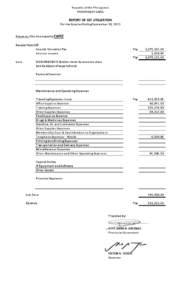 Republic of the Philippines PROVINCE OF CAPIZ REPORT OF SEF UTILIZATION For the Quarter Ending September 30, 2013