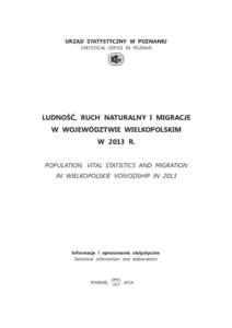 Ludność, ruch naturalny i migracje w województwie wielkopolskim w 2013 r.